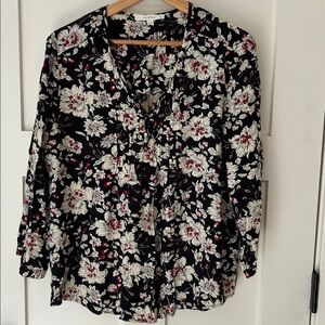 Floral Black and White Blouse